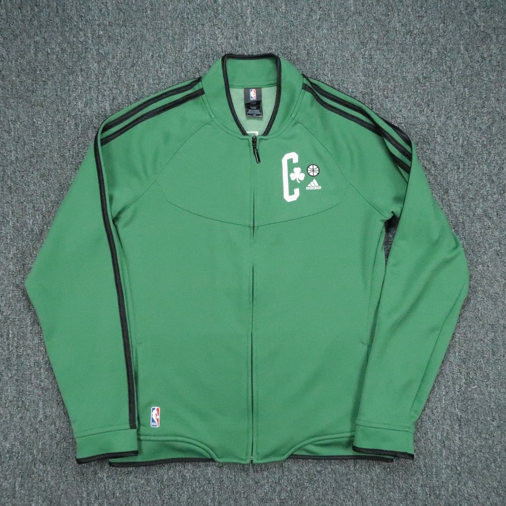 Boston Celtics Jacket Women Large Green Adidas Full Zip Track Athletic NBA